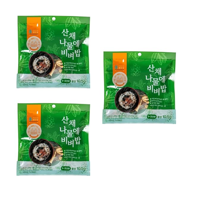 Korean Food Chwinamul Bibimbap Kit, Dried Greens & Mushroom, Vegan, 3 Pack | Dried wild greens and mushroom blend for preparing traditional Korean bibimbap