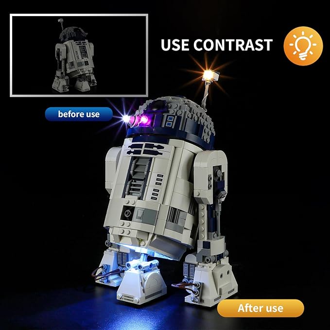 Vaodest LED Light for Lego 75379 R2-D2,Design and Configuration Compatible with Model 75379 (LED Light Only, Not Building Block Kit)