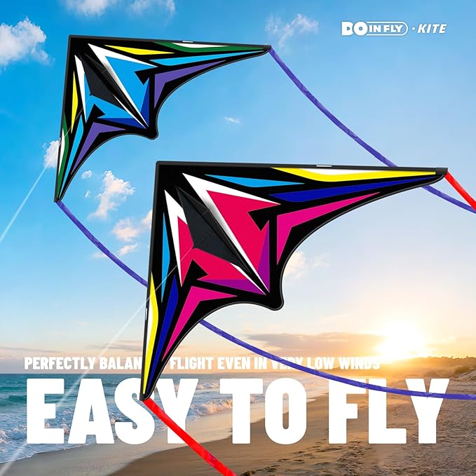 Delta Kite for Kids & Adults, Extremely Easy to Fly Kite, Suitable for Family outings, Outdoor Games and activitie