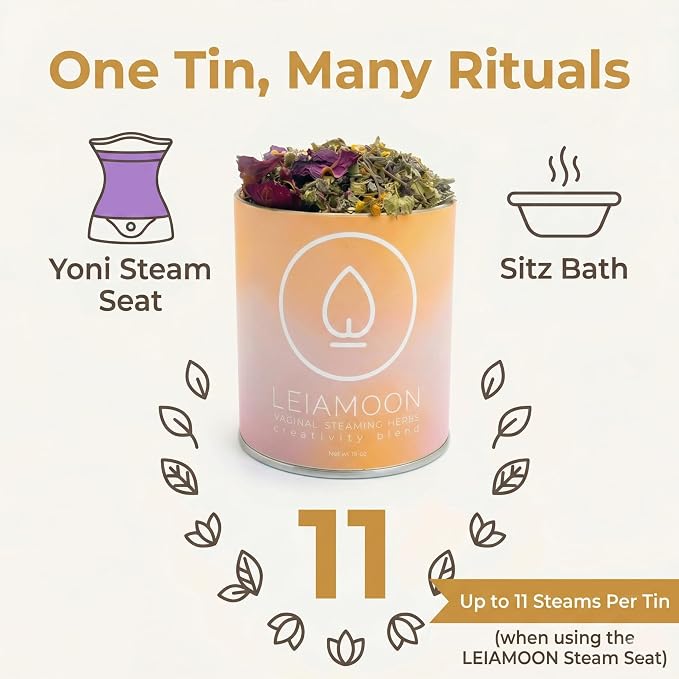 Yoni Steamer for Women — Creativity Blend, Receptivity and Fertility Yoni Herbs, 1.5 oz V Steam Kit for Cleansing and Toning, Use in Sitz Bath, Up to 11 Sessions, Made in USA
