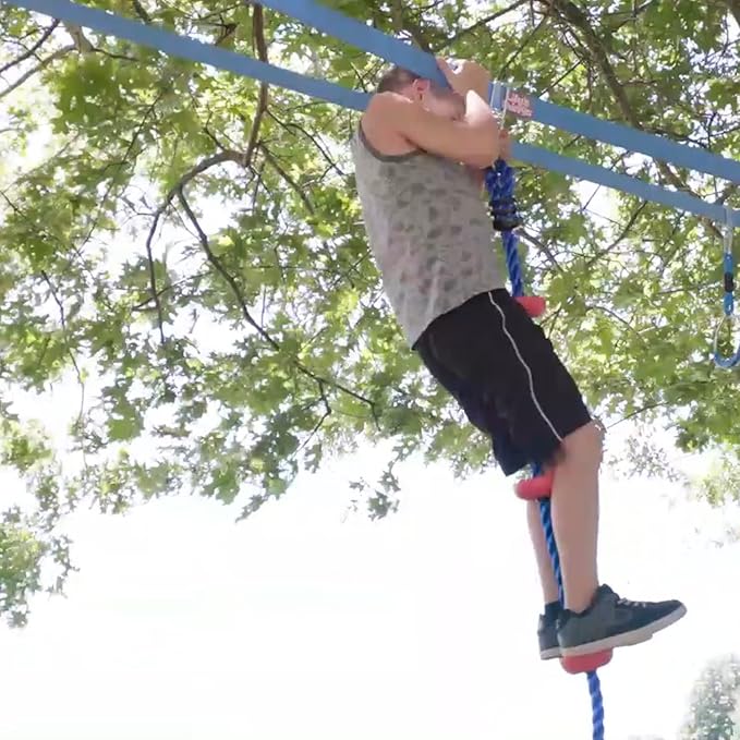 Lily's Things Climbing Rope for Kids | Ninja Warrior Accessories for Slackline Obstacle Course | Attach to Most Home Playground Equipment Sets | Ninja Slackline Accessories | 6Ft Long | 5 Foot Holds