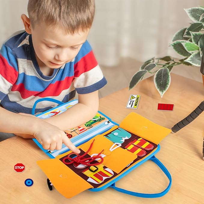 teytoy Toddler Busy Board -Montessori Toys for Kids Toddlers,Sensory Toys Educational Activity Board for Preschool Learning Fine Motor Skills,Boys Girls Travel Toys Gifts Busy Book