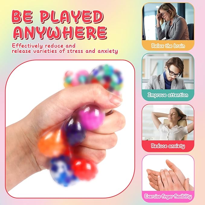 160 Pack Stress Balls for Adults, Bulk Squishy Ball, Stress Balls Set, Anti-Anxiety and Fidget Balls to Relax, Prize Box, Party Favors, Birthday Gifts, Goodie Bag Stuffers