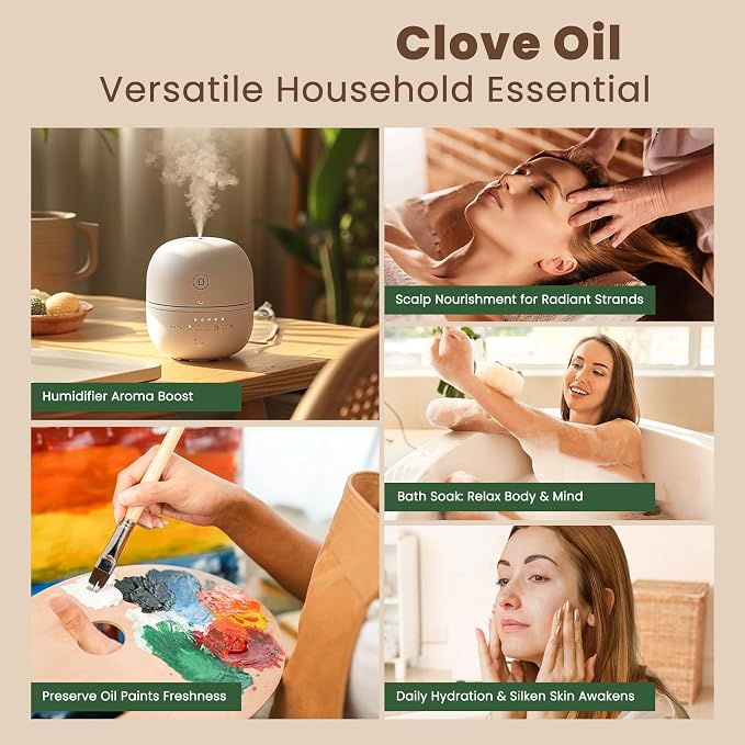 HIQILI Clove Essential Oil Large Capacity for Skin Care and Aromatherapy | Suitable for Home Use, Hotel, Beauty Salon, SPA, Oral Care, DIY Studio – 500ml / 16 fl oz