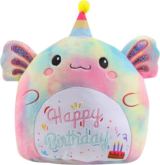 Stuffed Animal Cow Plush Toys 14 Inch Soft Unicorn Plushies Pillow Cute Rainbow Plushies Room Decoration Birthday Gifts for Kids Toddlers Girls and Boys (Axolotl)