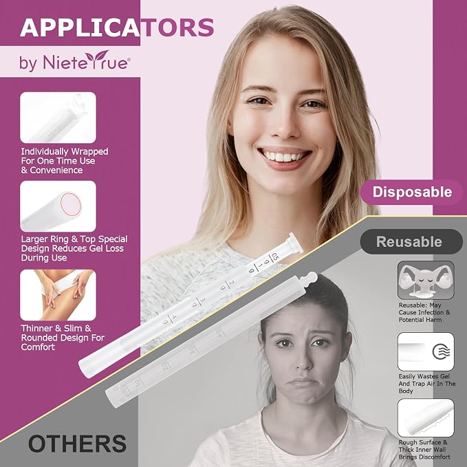 Disposable Vaginal Applicators – Updated with Dosage Markings, Individually Wrapped for Hygiene, Fits Most Lubricants, Creams & Gels, Feminine Care Essentials (20 Pack)