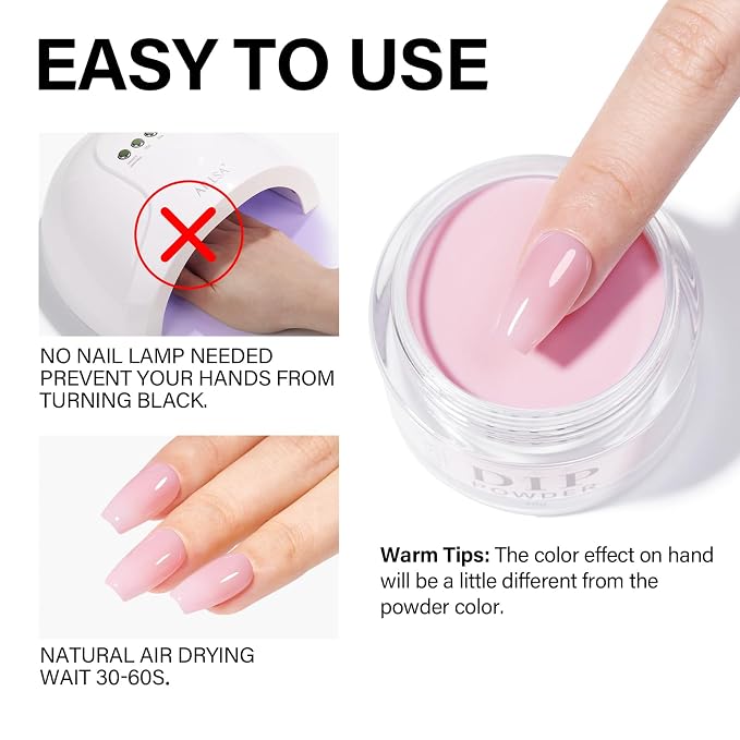 AILLSA Nail Dip Powder Sheer Pink Nail Dipping Powder | Translucent Jelly Nude Pink Dip Powder Colors for Nail Art French Manicure at Home Easy to Use Neutral Dip Powder (1 Oz)