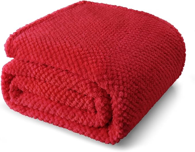Whale Flotilla Soft Fleece Queen Size Bed Blanket, Red | 90x90 Inch, Suitable for Bed, Fluffy Fuzzy Jacquard Blankets for All Season, Lightweight and Cozy