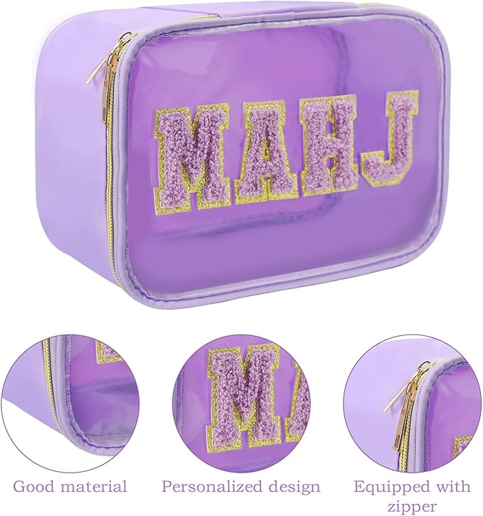 Purple Mahjong Tile Bag, Clear Mahjong Tile Bags Storage Supplies with Zipper, Storage Pouch Entertainment Games Accessories Gifts Supplies Includes Case Only