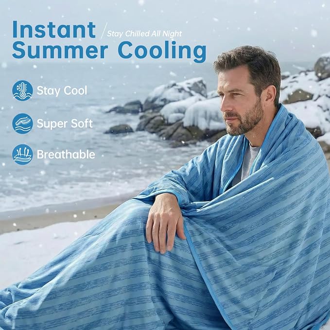 Guohaoi Cooling Blanket for Hot Sleepers and Night Sweats 50"x70" Twin Size | Arc-Chill Q-Max >0.5 Cool Fiber,100% Oeko-Tex Certified Lightweight Summer Blanket for Travel/Outdoor Ultra Cold Breathable