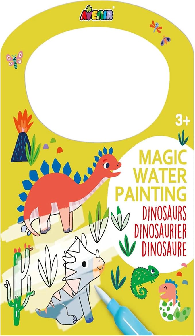 Avenir Reusable Water Coloring Book for Toddlers 3-5 Years, Road Trip & Airplane Mess-Free Portable Educational 4 in 1 Creative Set Water-Reveal Paint Activity Doodle Pad Kids Art Crafts