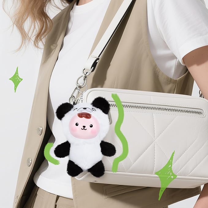 Collectibles Plush Doll, Kawaii Plushies Doll with Vinyl Face Mentl Keyring for Girls Boys, Soft Panda Vinyl Plush Figures Stuffed Animals Gift for Collectible Bag Charm Home Decor Birthday Keychains