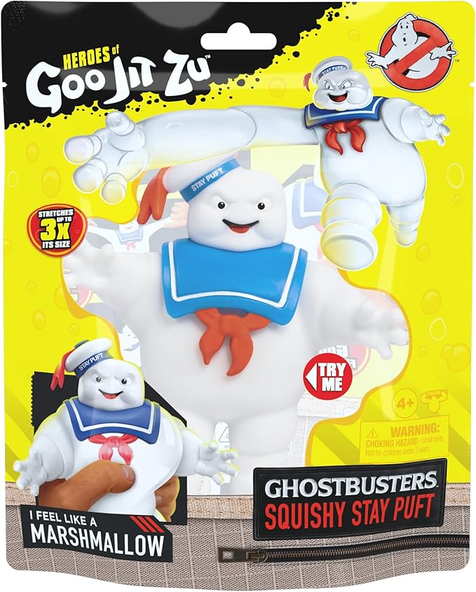 Heroes of Goo Jit Zu Ghostbusters Squishy Stay Puft Figure |Unique Goo Filling | Stretches Up to 3X Its Size | Stretch, Twist and Watch It Return to Its Original Size and Shape