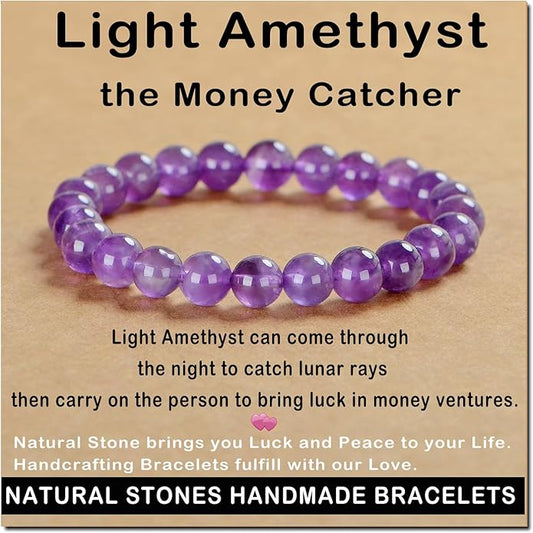 AD Beads Handmade Gemstone Stretch Elastic Bracelet Crystal Healing Reiki Nature's Beauty and Spiritual Essence Unisex