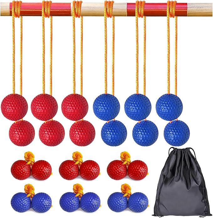 Ladder Ball Ladder Toss Balls Set Replacement Balls for Toss Match, Set of 6 with Storage Bag (Red & Blue)
