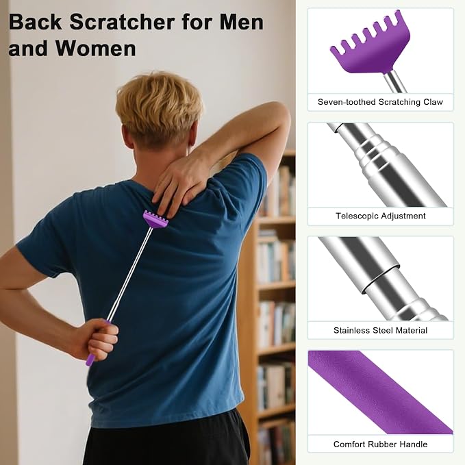 HOFASON 6 Pack Back Scratcher, Stocking Stuffers for Men Adults Women Teens, Christmas Small Bulk Gifts for Men Women Teens, White Elephant Gag Birthday Gifts, Party Favors Prizes for Adults (Purple)