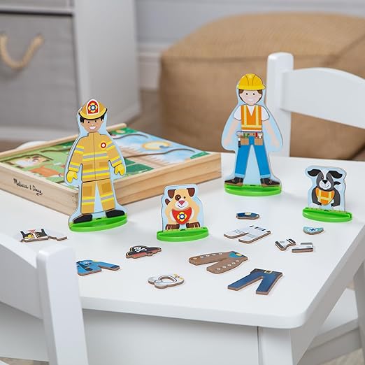 Melissa & Doug Occupations Magnetic Dress-Up Wooden Dolls Pretend Play Set (82 pcs) Pretend Play & Preschool Toys for Kids Ages 3+