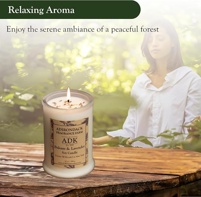 ADK Balsam & Lavender Scented Candle, 4.5 Oz Aromatherapy Candle, Proudly Poured in The USA, Natural Wax for Relaxation and Home Décor, for Gift, Kitchen, and Living Spaces | Proudly Poured in The USA, Natural Aromatherapy Wax for Relaxation, Home Déco...