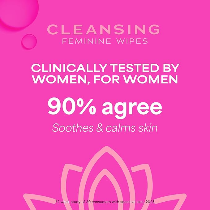 WaterWipes Cleansing Feminine Wipes, pH Friendly for Daily Intimate Care, Soothing Botanicals, Gynecologist Approved, Fragrance Free, 112 Count (4 Packs)