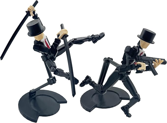 3D Printed 8.13-inch Action Figure Dummy-Mici20, Full Body Mechanical Movable Toy, Multiple Accessories, Desk Decoration (3 HandsType, Bracket, Weapons, Armour) (Black)