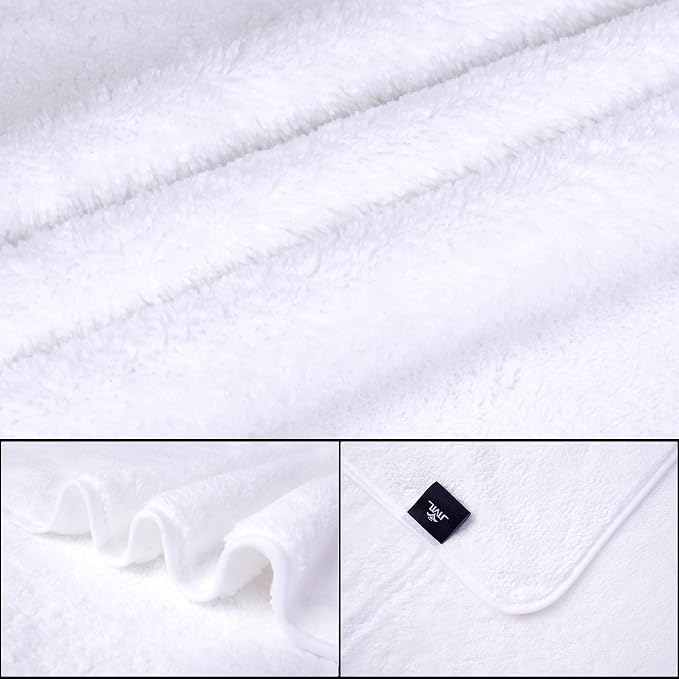JML Large Bath Towels Set of 2, 30"x60", Oversized, Lightweight, Soft, Absorbent, Lint-Free Microfiber Fleece Bathroom Towel for Hotel Salon Sauna Spa Gym Workouts Shower Swimming Pool Yoga, White