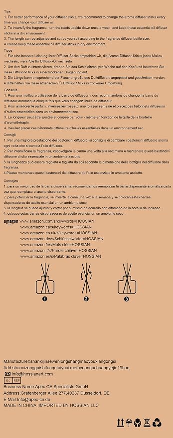 HOSSIAN 100PCS Reed Diffuser Sticks-Natural Rattan Sticks Reed diffusers-Diffuser Replacement Sticks for Aroma Fragrance Reeds for Essential Oil diffusers Refills (7"*3mm Primary Color)