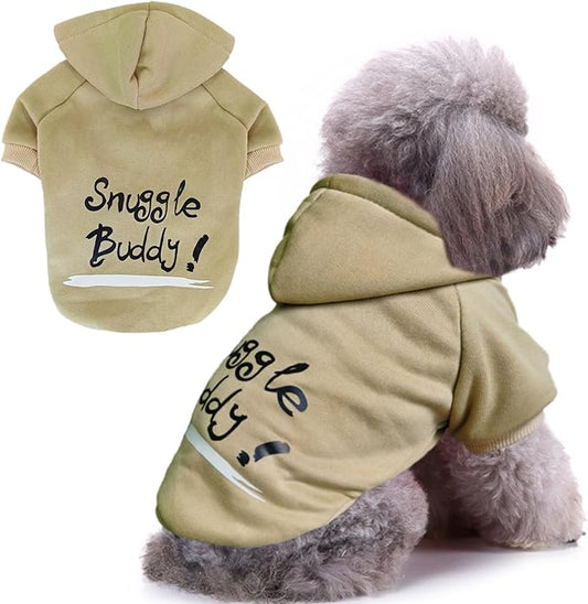 Jecikelon Winter Printed Dog Hoodies Sweatshirts Warm Clothes for Small Dogs Chihuahua Coat Puppy Clothing Cat Custume (Khaki, X-Large)