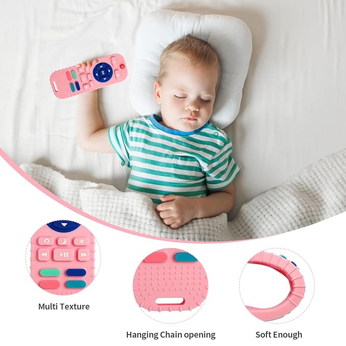 Hooku 2 Pack Silicone Teething Toys for Babies 0-6 Months, Teethers for Babies 6-12 Months, Remote Teether for Baby, Sensory Toys for Babies, Baby Chew Toys