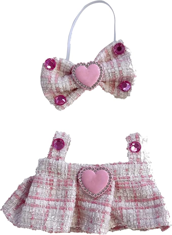 Doll Outfit Set for 17cm Dolls, 2 Piece Clothes Set for Doll, Premium Fashion Dresses for Dolls Accessories Suit (Pink)