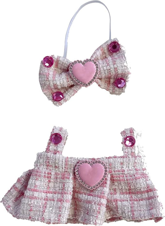 Doll Outfit Set for 17cm Dolls, 2 Piece Clothes Set for Doll, Premium Fashion Dresses for Dolls Accessories Suit (Pink)