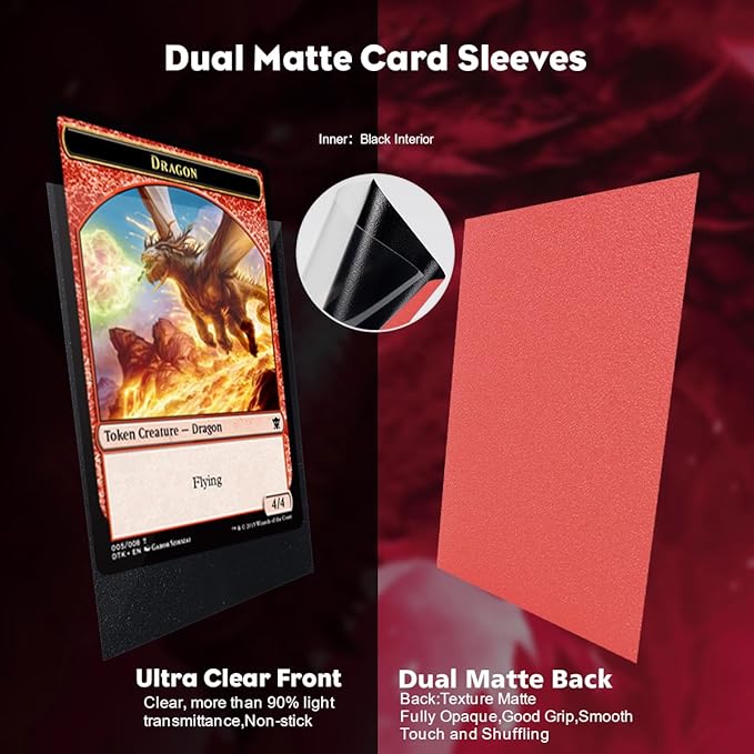 Fury Red Dual Matte Card Sleeves, Katomula Card Sleeves for MTG, Standard Card Sleeve for MTG, PKM, Flesh & Blood