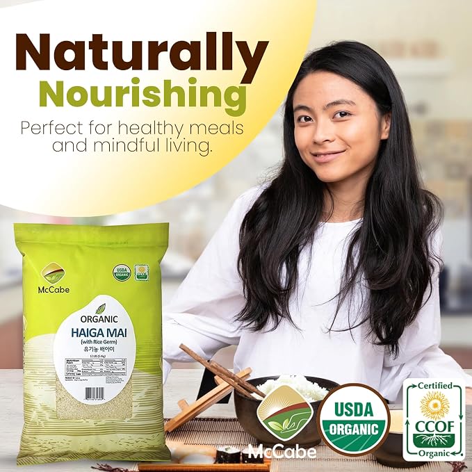 McCabe Organic Haiga Mai Rice - Haiga Rice 12 Lbs - Rich in Fiber & Minerals | USDA and CCOF Certified | Product of USA | Rich in Fiber & Minerals | USDA and CCOF Certified | Product of USA