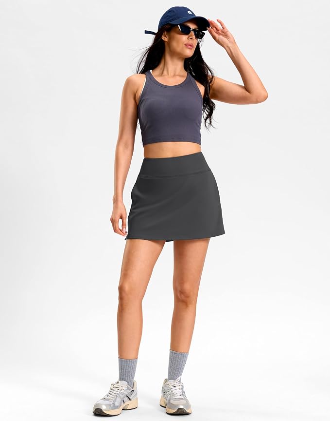 14"/16" Skorts with 3 Pockets | Side Slits, High Waisted, Built-in Shorts, A Line, Casual, Pickleball, Athletic, Golf, Tennis Skirt, for Women