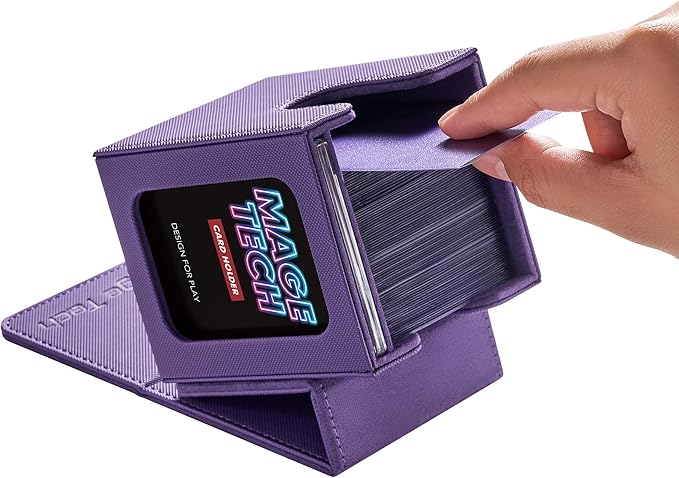 Commander Deck Box Lite - Card Display with Mini Snap Card Holder & Removable Cover, Fits 100+ Single-Sleeved Cards, Ideal for MTG, PTCG, OPCG, SWU & More(Purple)