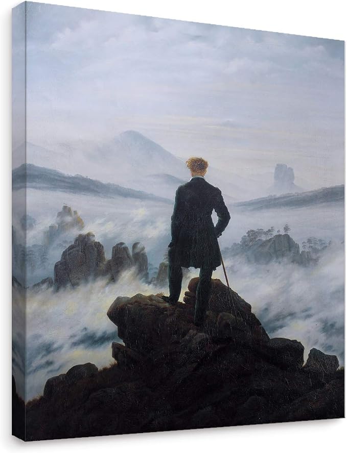 Niwo ART - Wanderer above the Sea of Fog, World's Most Famous Paintings Series, Canvas Wall Art Home Decor, Gallery Wrapped, Stretched, Framed Ready to Hang (24"x20"x3/4")