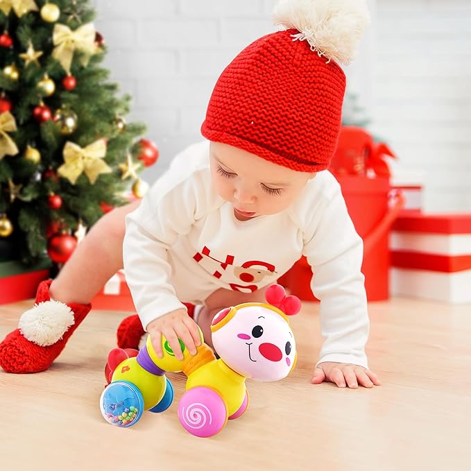 Vanmor Baby Toys 6-12 Months, Infant Musical Caterpillar Crawling Toy, Press and Go Interactive Inchworm Toy with Light Up, Tummy Time Educational for 6 7 8 9 12 18 Months