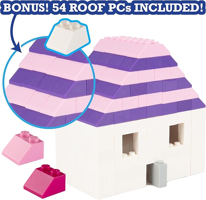 SCS Direct Building Block Friends Pastel Bricks- 1000 Pcs Bulk Set-10 Colors with 27 Roof Pieces - Compatible with& Tight Fit with All Major Brands- Great for Activity Table & School Project Kids Gift