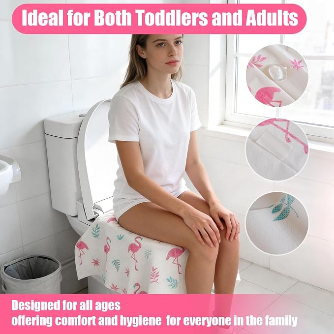 32 Pcs 23.5" x 25.4" Disposable Toilet Seat Covers for Kids & Toddlers, Hygienic & Convenient Potty Training Seat Covers, Perfect for Travel & Public Restrooms