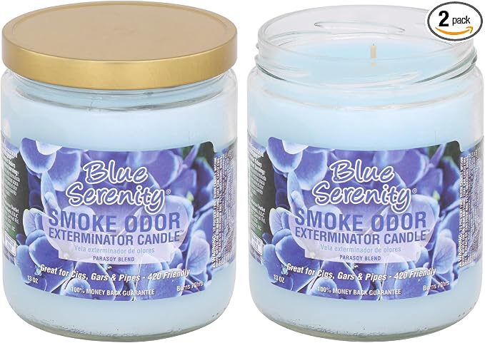 Smoke Odor Exterminator 13oz Jar Candles (Blue Serenity, 2)