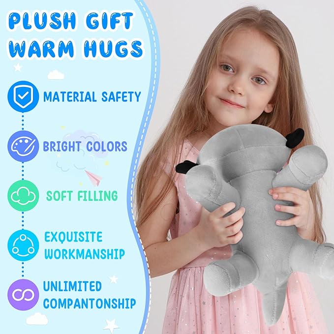 Axolotl Plush Toy, Soft Cute Axolotl Stuffed Animal, Kids Plushie Pillow Doll - Gray