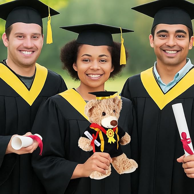 Set of 2 Graduation Teddy Bear Clothes Cap & Gow Outfit Fits Make Your Own Most 14" - 18" Bear Plush Stuffed Animal Outfit Pet Dog Doll Cap and Gown Build a Bear Clothe(Graduation F, Fit 14"-18")