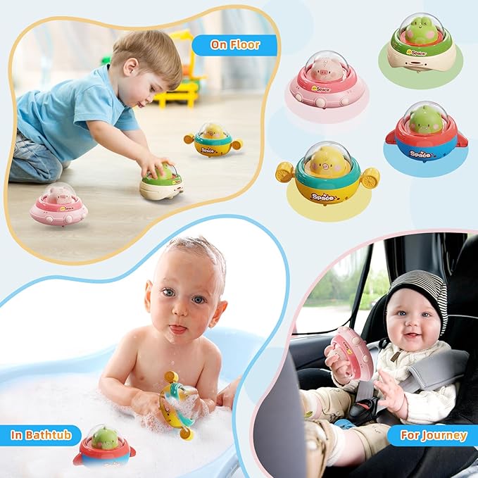 4PCS Animal Car Toys for Toddlers 1-3,Press and Go Baby Car Toys for Ages 0-2,Baby Toys 6-12-18 Months Spaceship 1 Year Old Boy Toys,First Birthday Gifts Toys for 1 Year Old Boy