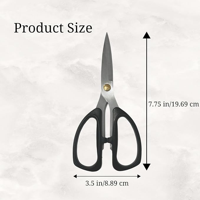2 Pack All Purpose Kitchen Scissors, Durable Stainless Steel Scissors, Soft Grip Comfort Handle, 7.75 Inch, Black