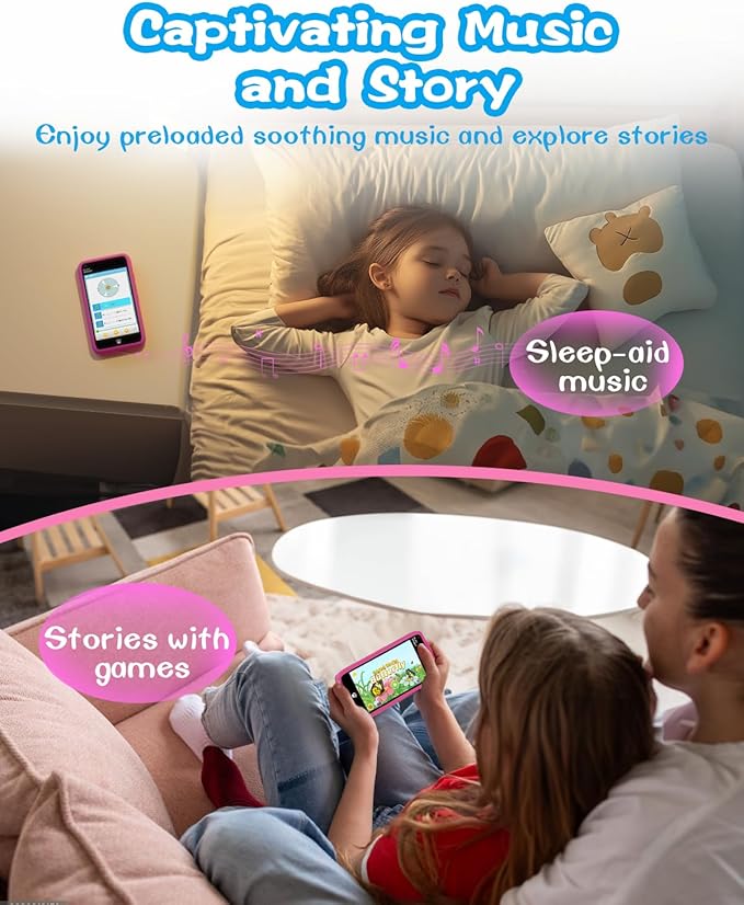MOMILLA Kids Toys Smart Phone, Girls Toys with 3.97" Touchscreen Phone, Birthday Gift for Kids Age 3-12, Toddler Toys Learning Smartphone, 16 GB Storage Cell Phone with Front Camera (No Dual Camera)