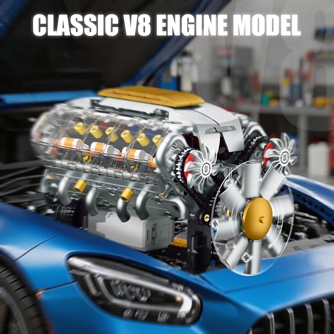 V8 Engine Model Kit that Runs, Build Your Own Mini Visible Car Motor, Physical Science Experiment Building Set for Adults & Teens, STEM Toy Gift for Boys 14+ (703 PCS)