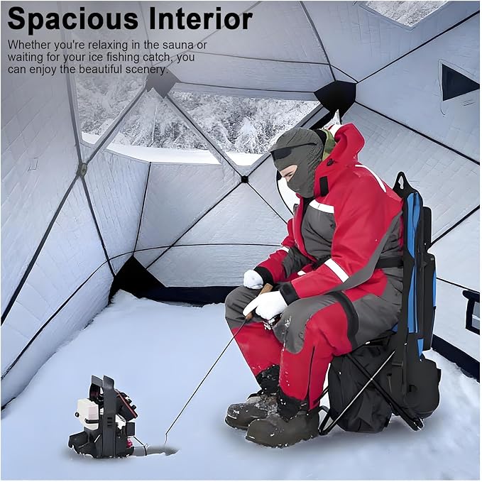 Outdoor Sauna Tent for 3-5 People, Insulated Ice Fishing Tent, Heat Insulating and Windproof, Portable Ice Fishing Shanty Ice House for Home Garden, Camping, Other Locations