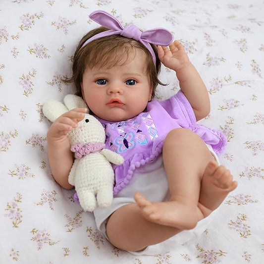 SCOM Realistic Reborn Baby Dolls with Baby Accessories - 20 inch Lifelike Baby Doll Girl, Soft Vinyl Body & Handmade Silicone Limbs, Toddler for Age 3+ Interactive Toy,Birthday Gift