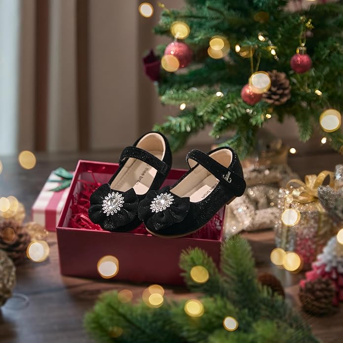 THEE BRON Mary Jane Ballet Flats - Girls' Dress Shoes with Hook & Loop Closure
