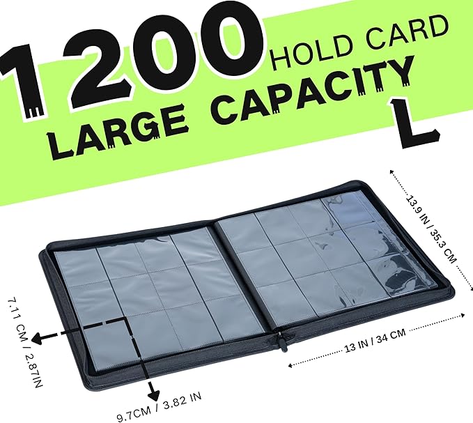 1200+ Pockets Trading Card Binder, 12-Pocket Card Ablum Compatible with lorcana,MTG,Sports Cards & Other Standard Size Trading Card (WHITE)