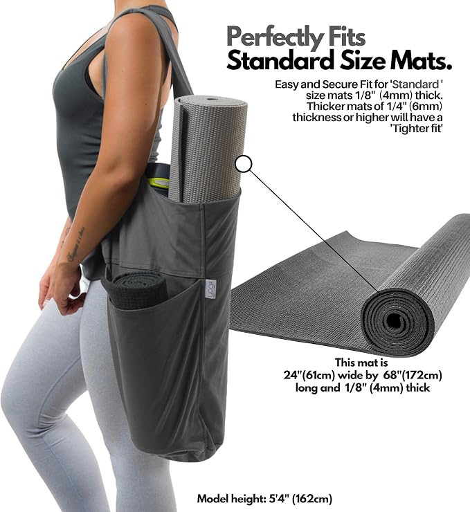 Yogiii Yoga Mat Bag | The ORIGINAL YogiiiTote | Yoga Mat Carrier Tote Sling w/Large Side Pocket & Zipper Pocket | Fits Most Size Mats